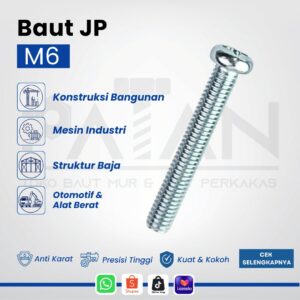 Baut JP Kepala Bulat Putih M6 Machine Screw (Panjang 10-50) Obeng Plus (+)