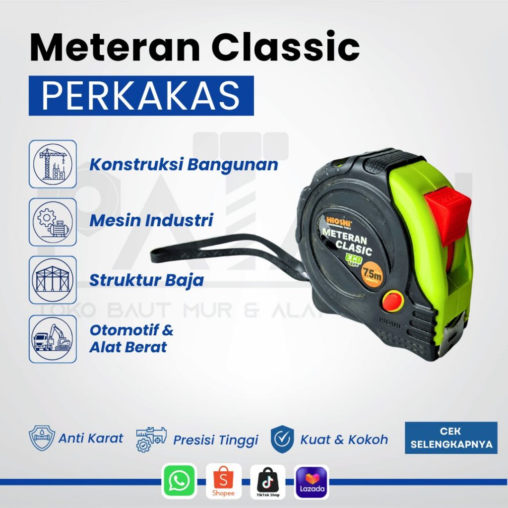 Meteran Classic Hioshi Rol Meteran Karet