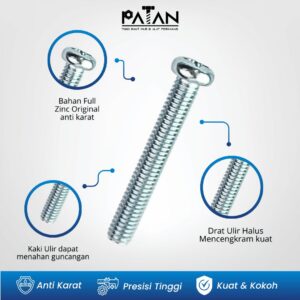 Baut JP Kepala Bulat Putih M6 Machine Screw (Panjang 10-50) Obeng Plus (+)